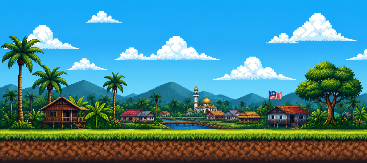 hoho attack malaysia kampung background 8-bit retro game
